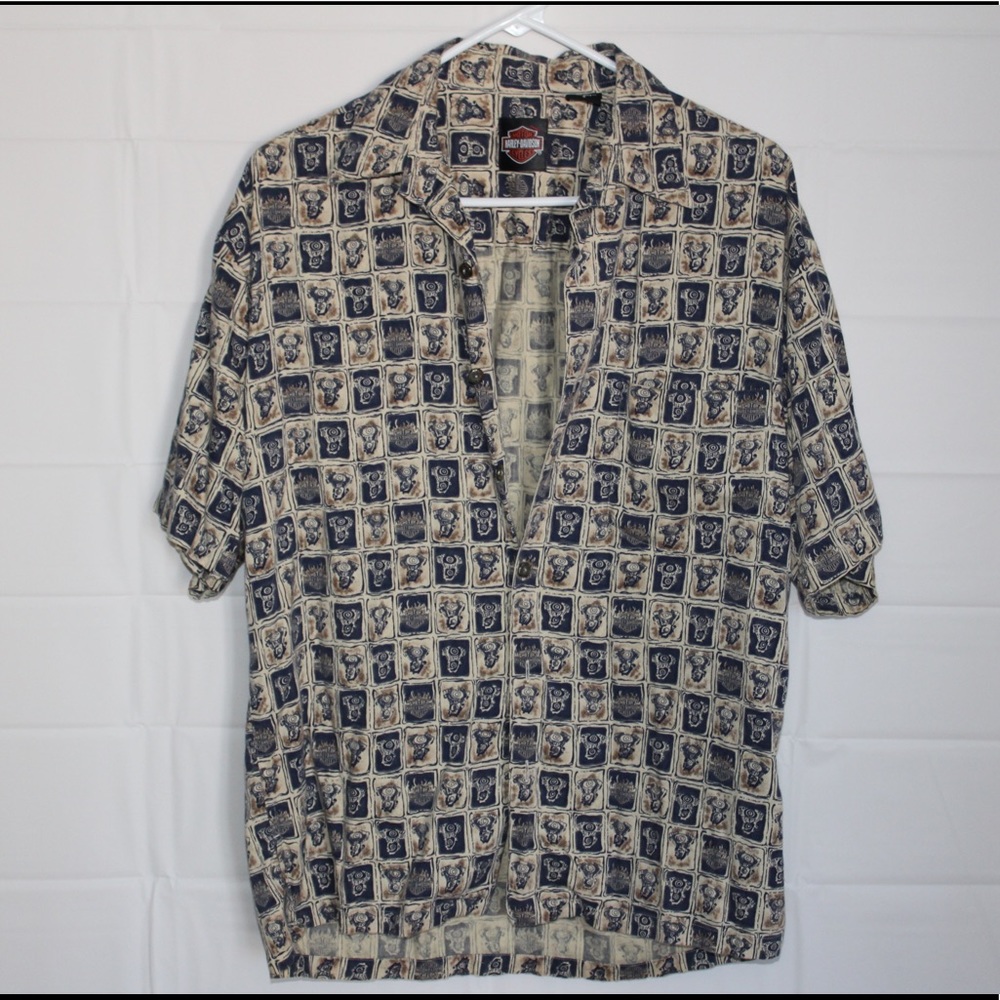 Harley Davidson Short Sleeve Button Down Medium